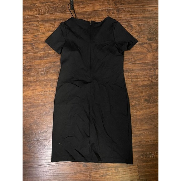 Tahari Women's Black Round-Neck Short-Sleeve Zippered Sheath Dress Size 4 NWT - Picture 4 of 4